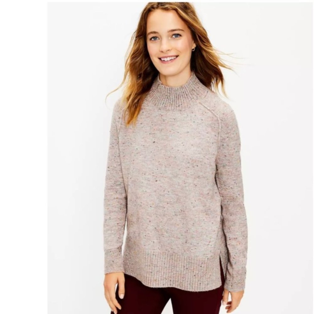 LOFT Soft Knit Turtleneck Sweater - Flecked Funfetti Size M